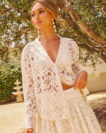 Bright Brunch Lace Button Down Top