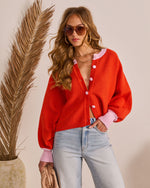 Orange % Comfort Archive Contrast Trim Cardigan-1