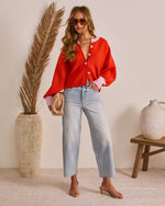 Orange % Comfort Archive Contrast Trim Cardigan-6