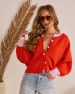 Orange % Comfort Archive Contrast Trim Cardigan-5