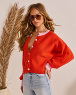 Orange % Comfort Archive Contrast Trim Cardigan-3