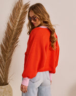 Orange % Comfort Archive Contrast Trim Cardigan-4