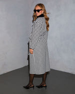 Warm Sugar Faux Fur Collar Houndstooth Coat