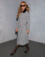 Warm Sugar Faux Fur Collar Houndstooth Coat