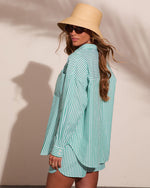 Vibrant Tide Cotton Striped Button Down Top