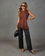 Maple Mingle Knit Fringe Hem Top