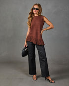Maple Mingle Knit Fringe Hem Top
