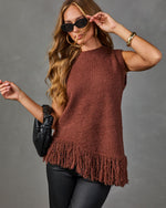 Maple Mingle Knit Fringe Hem Top