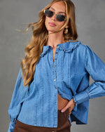 Willow Herb Chambray Ruffle Collar Top