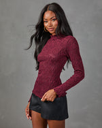 Charming Muse Lace Mock Neck Top