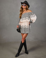 Monrow Paisley Off the Shoulder Mini Dress
