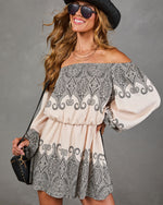 Monrow Paisley Off the Shoulder Mini Dress