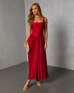 Firelight Muse Pleated Midi Dress