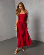 Firelight Muse Pleated Midi Dress