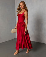 Firelight Muse Pleated Midi Dress