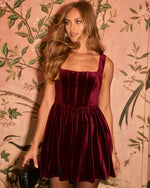 Burgundy % Moonlit Manor Velvet Dress Mini Dress-2