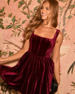 Burgundy % Moonlit Manor Velvet Dress Mini Dress-5
