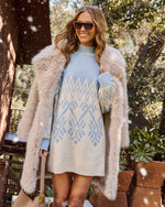 Blue Multi % Nelma Abstract Mockneck Sweater Dress-1