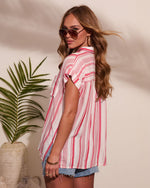 Salted Glow Striped Button Down Short Sleeve Top