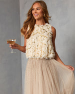 Makena Sleeveless Shaggy Sequin Sweater
