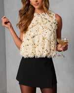 Makena Sleeveless Shaggy Sequin Sweater