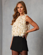 Makena Sleeveless Shaggy Sequin Sweater