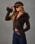 Romance Pending Knit Shaggy Faux Fur Cardigan