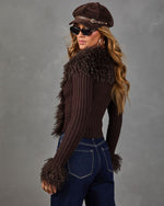 Romance Pending Knit Shaggy Faux Fur Cardigan