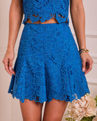 Spring Enchantment Floral Lace Crochet Godet Hem Mini Skirt