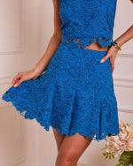Spring Enchantment Floral Lace Crochet Godet Hem Mini Skirt