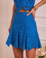 Spring Enchantment Floral Lace Crochet Godet Hem Mini Skirt