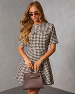 Lysette Tweed Houndstooth Mini Dress