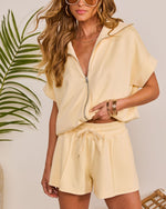 Fresh Bliss Short Sleeve Zip Up Top