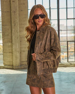 Fall Fling Luxe Coated Ponte Bomber Jacket