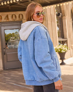 Campus Oversized Hooded Denim Bomber Jacket