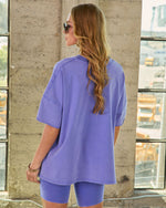 Periwinkle % Modern Pulse Reversible Oversized Tee-4