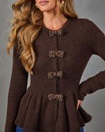 Dani Knit Bow Accent Peplum Sweater