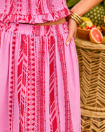 Sunset Amour Cotton Embroidered Abstract Maxi Skirt