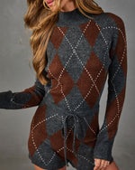Nevana Knit Argyle Drawstring Romper
