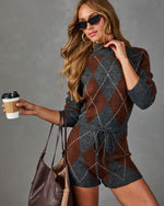 Nevana Knit Argyle Drawstring Romper