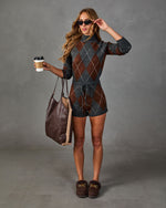Nevana Knit Argyle Drawstring Romper