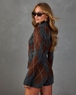 Nevana Knit Argyle Drawstring Romper