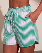 Vibrant Tide Striped Drawstring Shorts