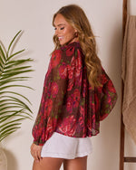 Camilah Print Pleated Chiffon Top