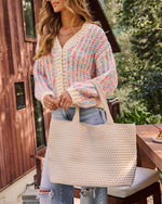 Ivory % At My Side Woven Leather Tote With Insert-6