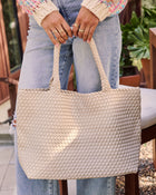 Ivory % At My Side Woven Leather Tote With Insert-1