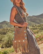 Outlaw Muse Fringe Faux Suede Crossbody Bag