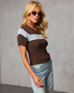 Saleen Contrast Ribbed Knit Top