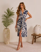 Island Glow Tropical Floral Midi Dress