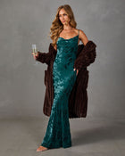 Classic Darling Mesh Flocked Velvet Floral Maxi Dress